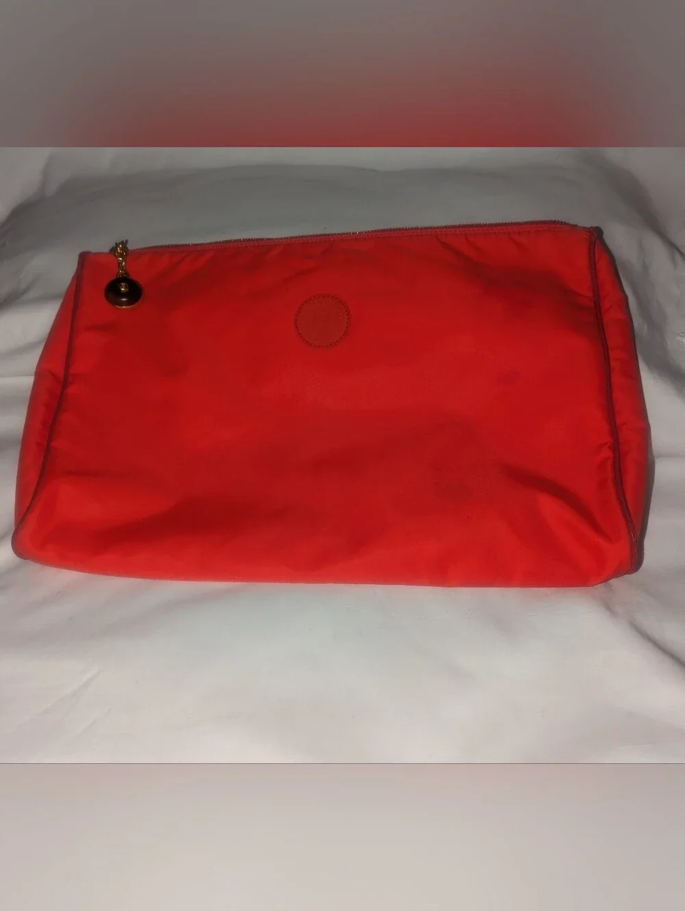 Fendi Vintage SAS Roma Red Zip Cosmetic Pouch Made In Italy